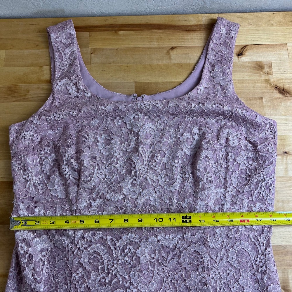 R&M Richards Dress Jacket Set Formal Gown Size 14W Mauve Pink Glitter Lace - Picture 8 of 9